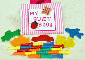 布絵本教育玩具MY QUIET BOOK ピンクストライプ&ローリー知能開発玩具ペッグボードセットプレイ&ラーンギフトセット!!幼児教育【知能開発レッスンブック】選んで!!無料ギフトラッピング