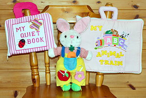 布絵本MY QUIET BOOKABCMY QUIET BOOKピンクストライプ&MY ABC ANIMAL TRAIN ピンク&おまけ付きレッスン バニーファンタイム・プレイ&ラーンギフトセット【知能開発レッスンブック】英語教育選んで!!無料