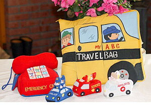 布絵本布おもちゃ英語教育MY ABC TRAVEL BAG/SCHOOL BUS&アクティビティトイ・エマジェンシーテレフォンプレイ&ラーンギフトセット幼児教育【知能開発レッスンブック】選んで!!無料ギフトラッピ