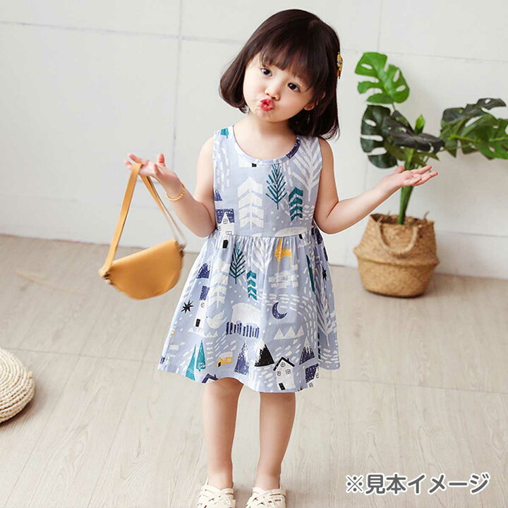 楽天市場 子供服 春夏ワンピース 定番ノースリーブワンピ さらっと一枚おうちワンピース カラバリ ピンクグレープ オレンジ ボタニカル しろくま いちご 女の子 キッズ こども ワンピース キャミソール 部屋着 ルームウエア 公園あそび 涼しい 薄い プール