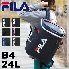 フィラ 黒 リュック 女子 FILA サイン スクエアリュック リュックサック バックパック デイパック B4 A4 24L メンズ レディース 男女兼用 ジュニア 学生 高校生 中学生 タウン 通勤 通学 スポーツ 部活 旅行 撥水 PC収納 軽量 おしゃれ カジュアル ブランド 人気 7761