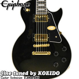 Epiphone Inspired by Gibson Custom Les Paul Custom Ebony【スペア弦付き】【送料無料】エピフォン　レスポールカスタム