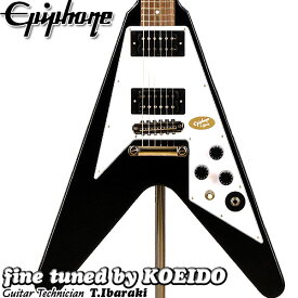 （お取り寄せ商品）Epiphone Kirk Hammett 1979 Flying V Ebony カークハメットモデル 【クリップチューナー、スペア弦付き！】【送料無料】エピフォン　フライングV　メタリカ 限定特価