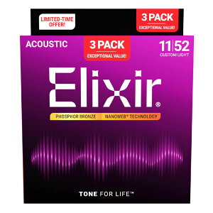 Elixir Acoustic Guitar Strings Phosphor Bronze 3Pack Set Custom Light #16568 JX^CgyGNT[3ZbgpbNIzyzy`OX֔zAR[XeBbNM^[