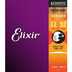 Elixir Phosphor Bronze Acoustic Guitar Strings Custom Light Gauge#16027yzy`OX֔z