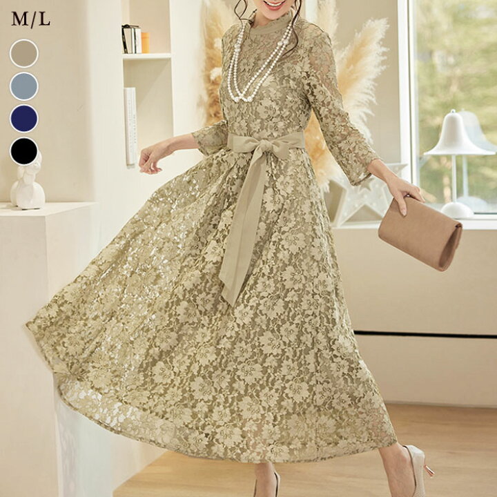 長袖配色レースワンピース サマンサモスモス☆sm2☆長袖配色レース  