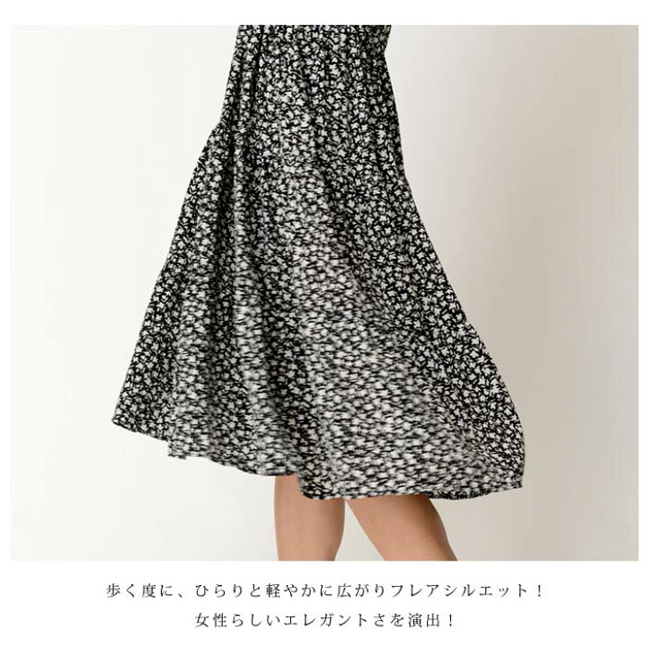 楽天市場 メール便送料無料 ワンピース レディース 春 夏 春夏 黒 花柄ワンピース ひざ丈 ミモレ丈 小花柄 ワンピース ミディアム フラワー柄 ミディアムワンピ Vネック 花柄ワンピ パフスリーブ フレアワンピ ブラック フリル 大人 代 30代 40代 Ol ママ 母 あす楽