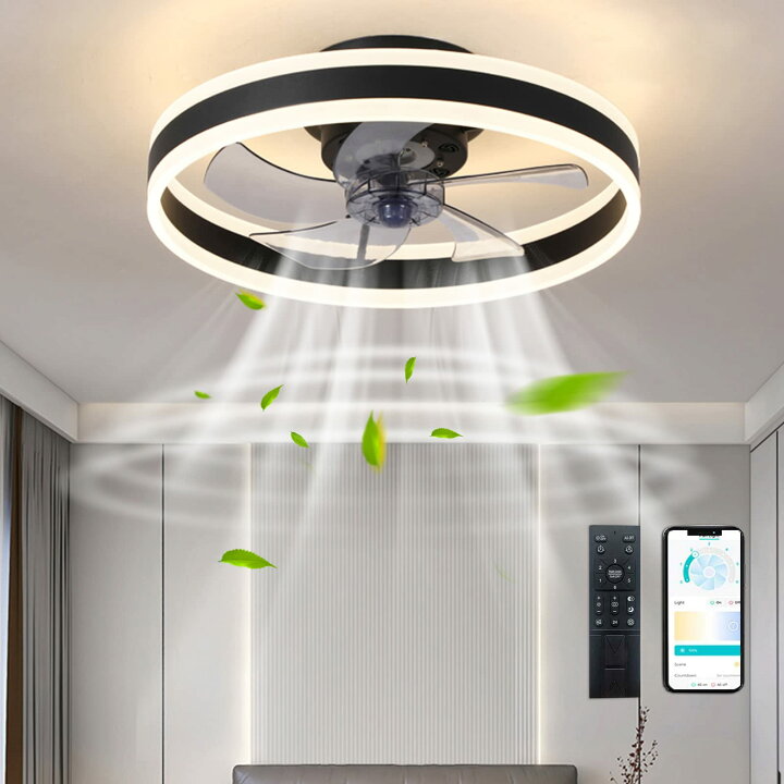 楽天市場】シーリングファンライト 調光調色 50cm led 薄型 北欧  