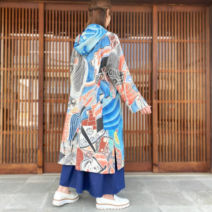 楽天市場】【古布のぼり旗アレンジコート】作家一点物オリジナル綿 