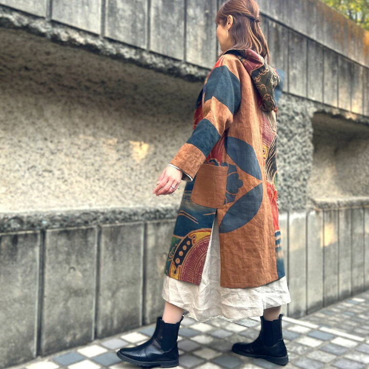 楽天市場】【古布リメイクフード付きコート】高木ふくえ作ミセス50代 