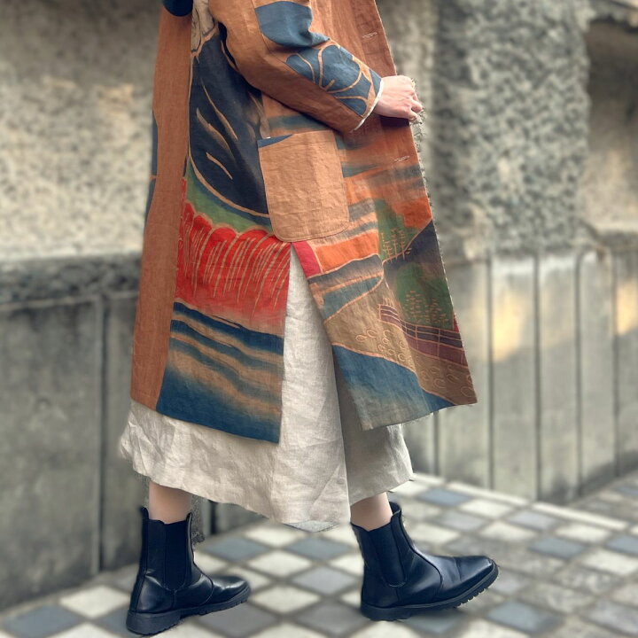 楽天市場】【古布リメイクフード付きコート】高木ふくえ作ミセス50代 