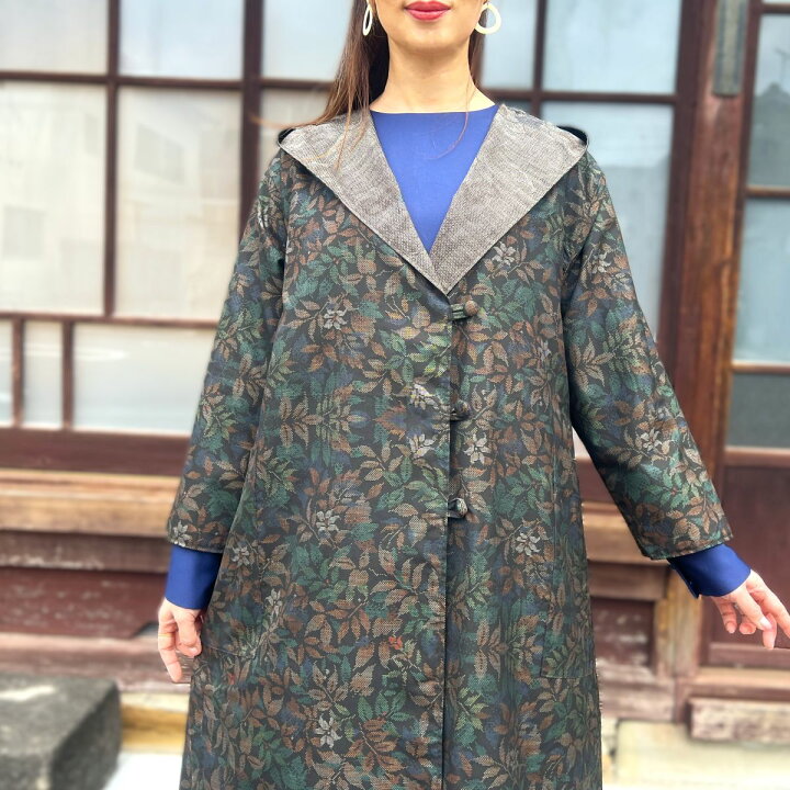 楽天市場】【大島紬アレンジ両面フード付きコート】作家一点物 