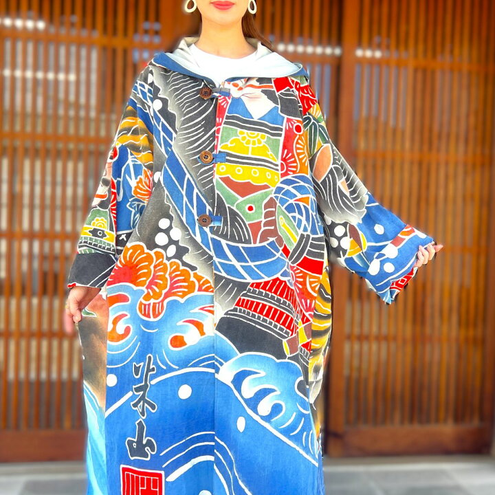 楽天市場】【古布リメイクのぼり旗コート】作家一点もの創作服ミセス 