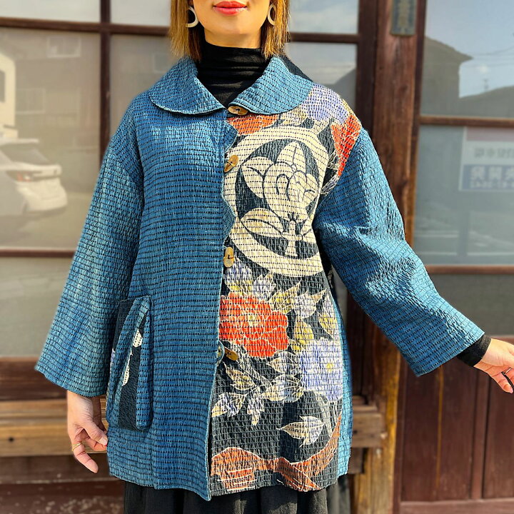 楽天市場】【古布リメイク刺し子筒描きコート】作家一点もの創作服 