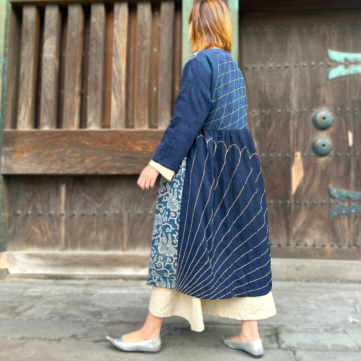 楽天市場】【古布アレンジワンピース】作家一点物創作服古布リメイク藍 