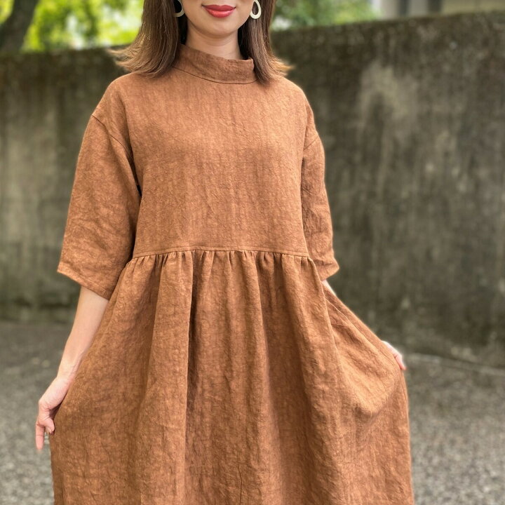 楽天市場】【柿渋染め麻ワンピース】当店オリジナル和柄和風ゆったり 