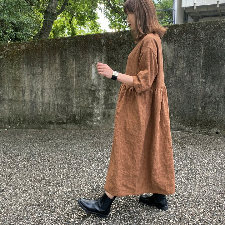 楽天市場】【柿渋染め麻ワンピース】当店オリジナル和柄和風ゆったり 