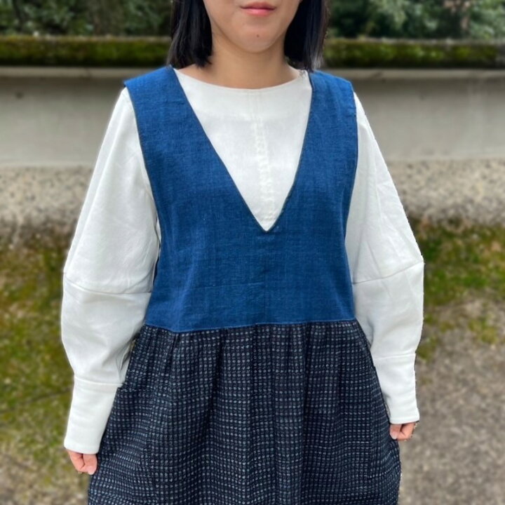 楽天市場】【古布リメイクジャンパースカート】作家一点物創作服藍染め  