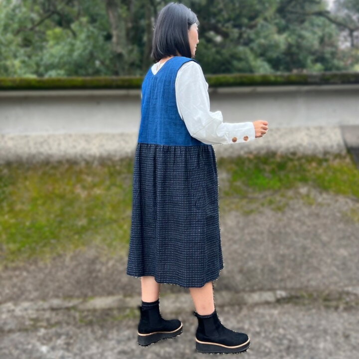 楽天市場】【古布リメイクジャンパースカート】作家一点物創作服藍染め 