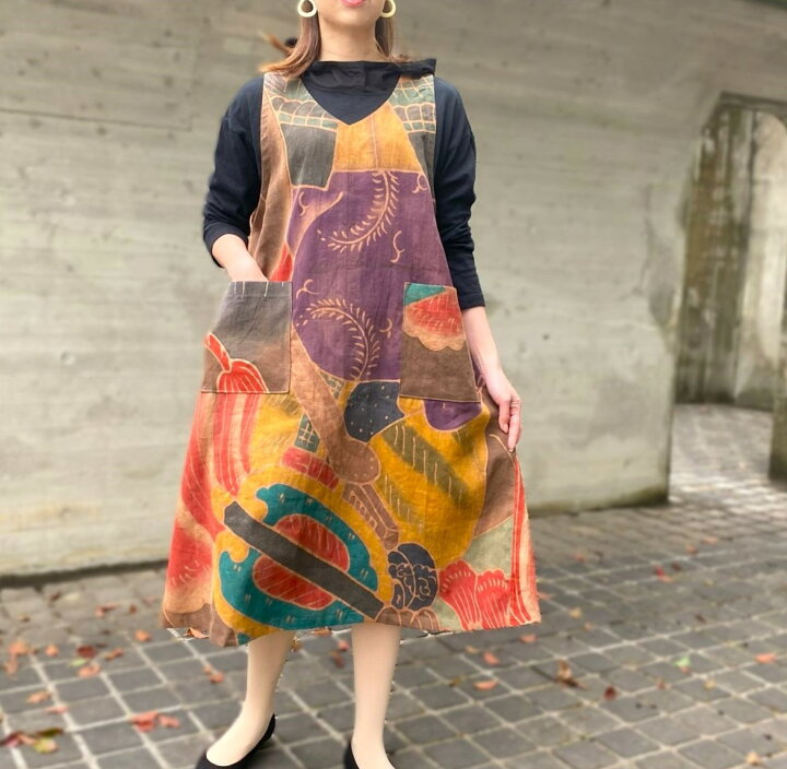 楽天市場】【古布アレンジジャンパースカート】夢屋和柄和風ゆったり 