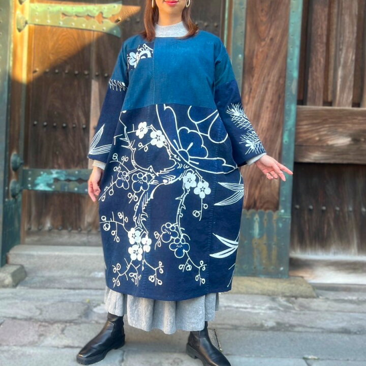 楽天市場】【古布リメイクワンピース】作家一点物オリジナル綿100 
