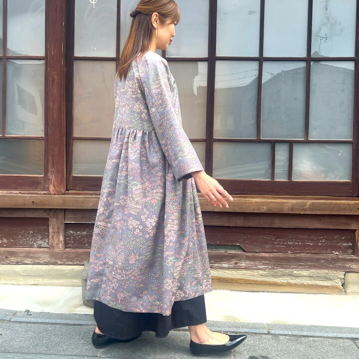 楽天市場】【紬アレンジ前開きワンピース】コート作家一点物正絹100 