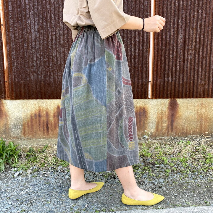 楽天市場】【古布リメイク墨染めスカート】一点もの創作服ミセス40代 