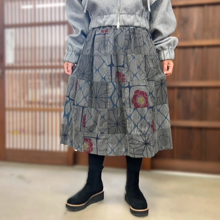 楽天市場】【古布墨染めドスカート】一点もの創作服ミセス40代50代 