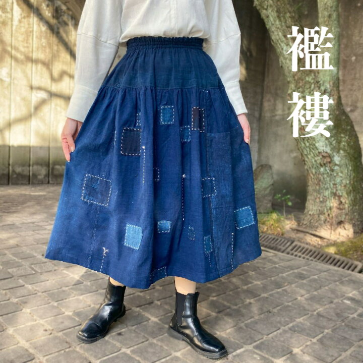 楽天市場】【古布アレンジ裏地付きスカート】作家一点もの40代50代  