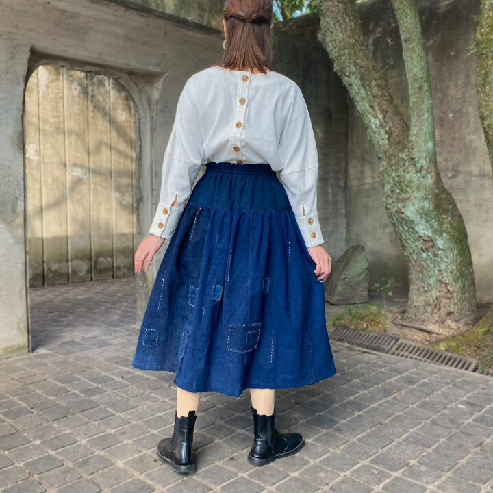 楽天市場】【古布アレンジ裏地付きスカート】作家一点もの40代50代  