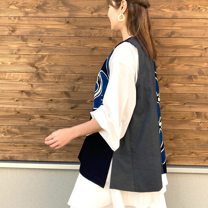 楽天市場】【古布アレンジベスト】高木ふくえ作藍染めミセス50代60  