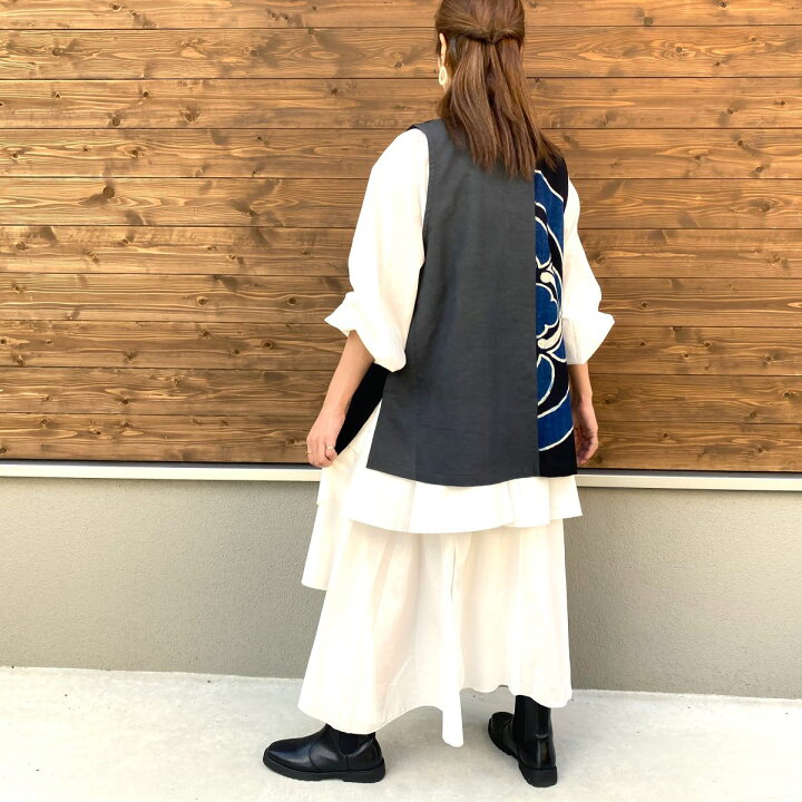 楽天市場】【古布アレンジベスト】高木ふくえ作藍染めミセス50代60  