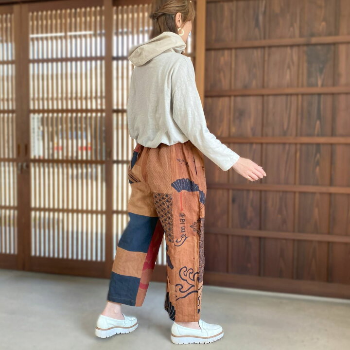 楽天市場】【古布アレンジ裏地付きパンツ】パッチワーク作家一点もの  