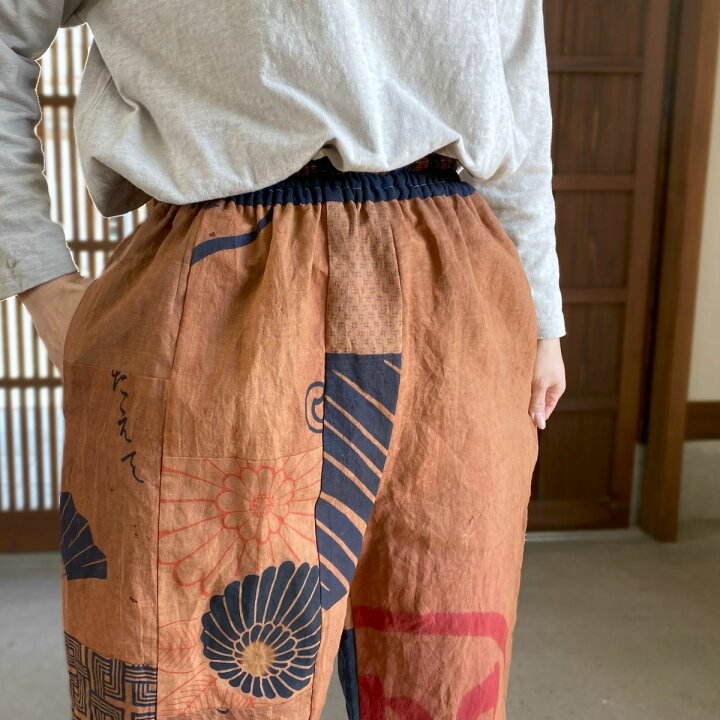 楽天市場】【古布アレンジ裏地付きパンツ】パッチワーク作家一点もの 
