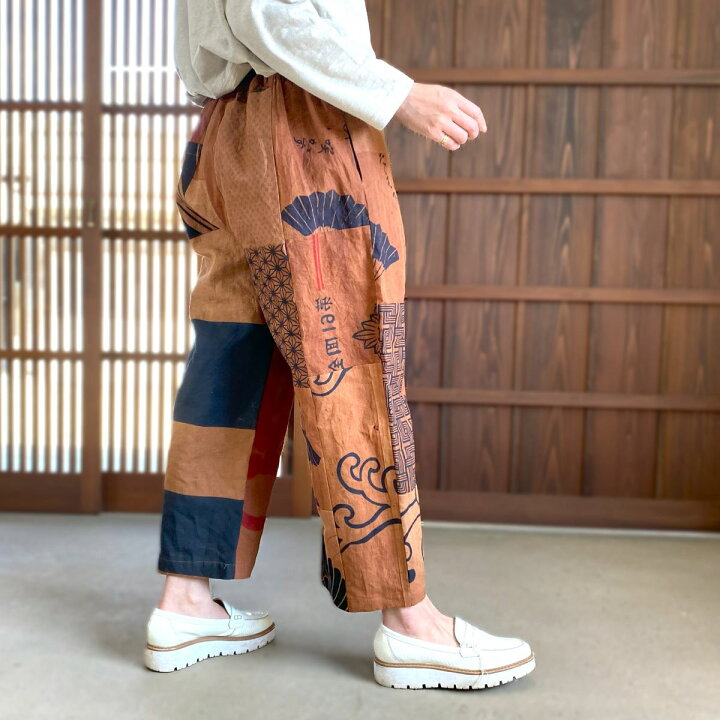 楽天市場】【古布アレンジ裏地付きパンツ】パッチワーク作家一点もの 