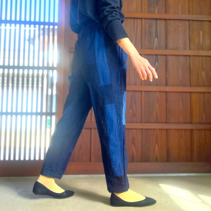 楽天市場】【古布リメイク裏地付き藍染めパンツ】作家一点ものミセス  