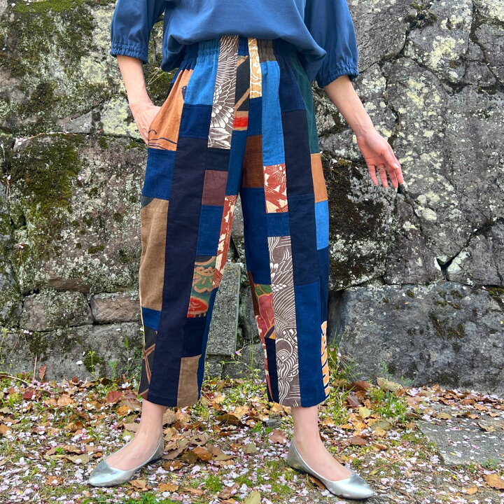 楽天市場】【古布リメイクパンツ】藍染め筒描き柿渋染めのぼり旗作家  