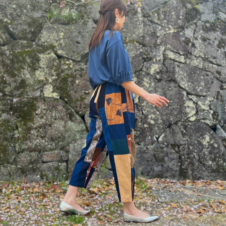 楽天市場】【古布リメイクパンツ】藍染め筒描き柿渋染めのぼり旗作家  