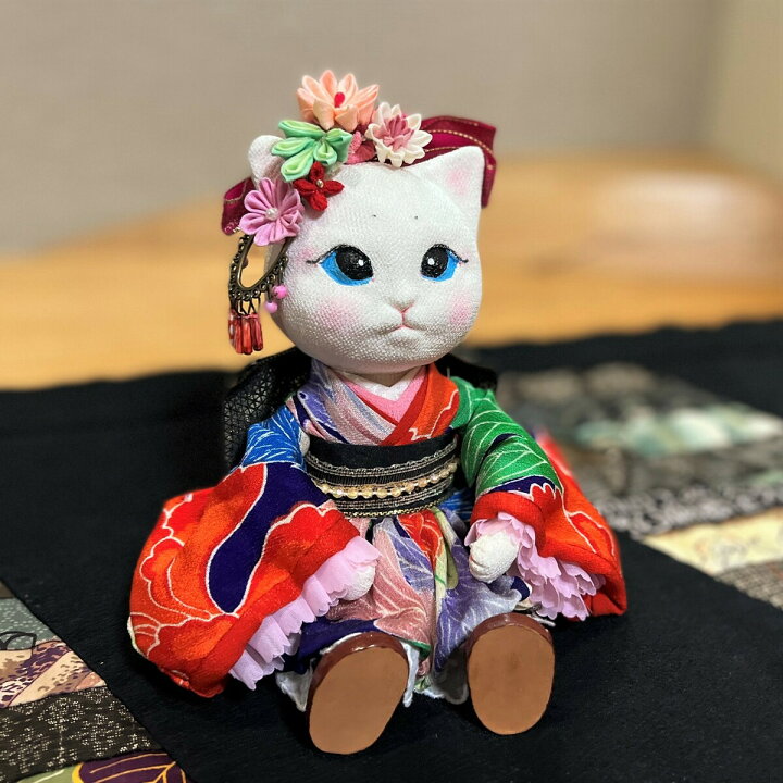 楽天市場】【創作人形猫】作家猫ネコ一点物オリジナル綿正絹ちりめん 