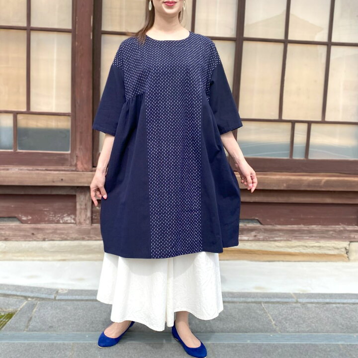 楽天市場】1,000円offクーポン配布中【久留米絣チュニック】五分袖作家 