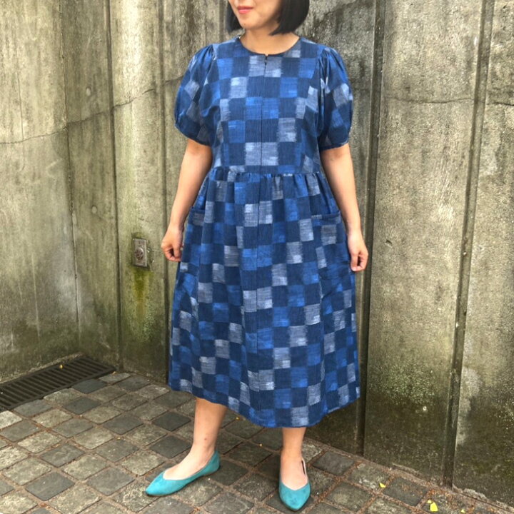 楽天市場】【久留米絣ワンピース】エレガントふんわり袖ゆったりミセス 
