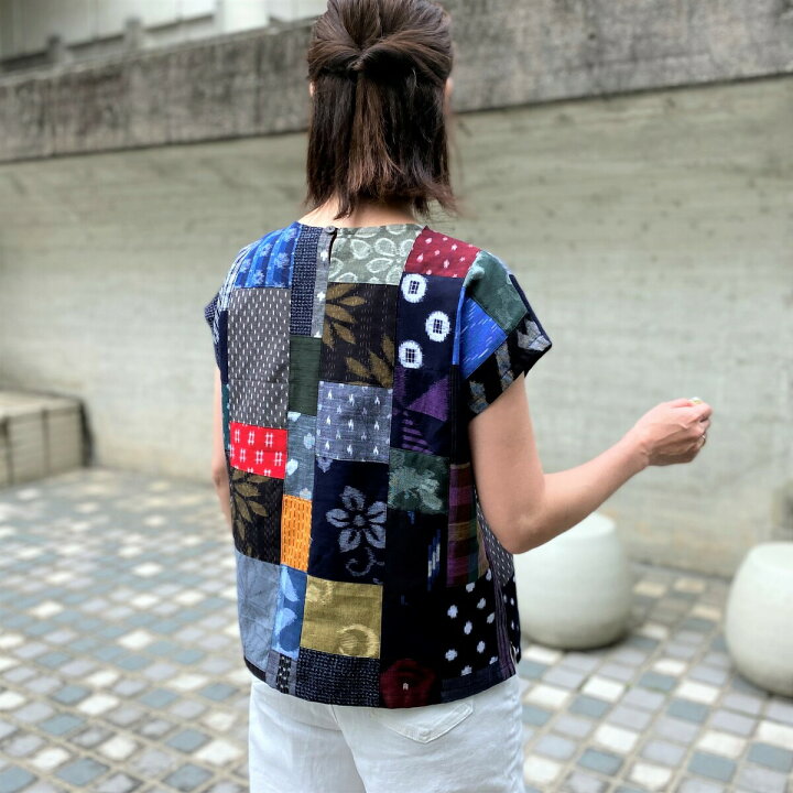 楽天市場】1,000円offクーポン配布中【久留米絣パッチワークブラウス  