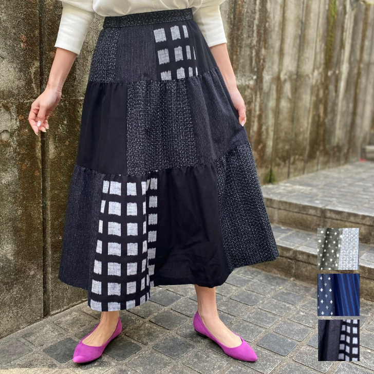 楽天市場】 久留米絣の服 > スカート : 古布と藍染めこっとんコットン