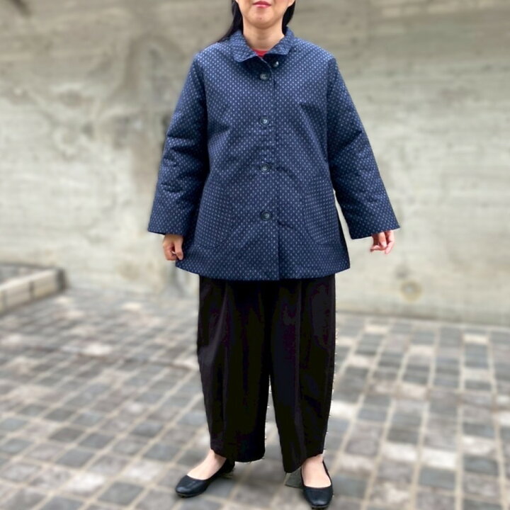 美品☆琴kotoji路 レトロ 和柄 ビッグカラー半袖ブラウスジャケット 