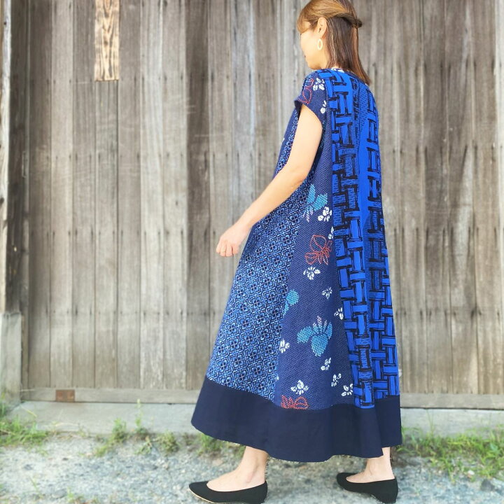楽天市場】【浴衣リメイクAラインワンピース】一点もの創作服ミセス 