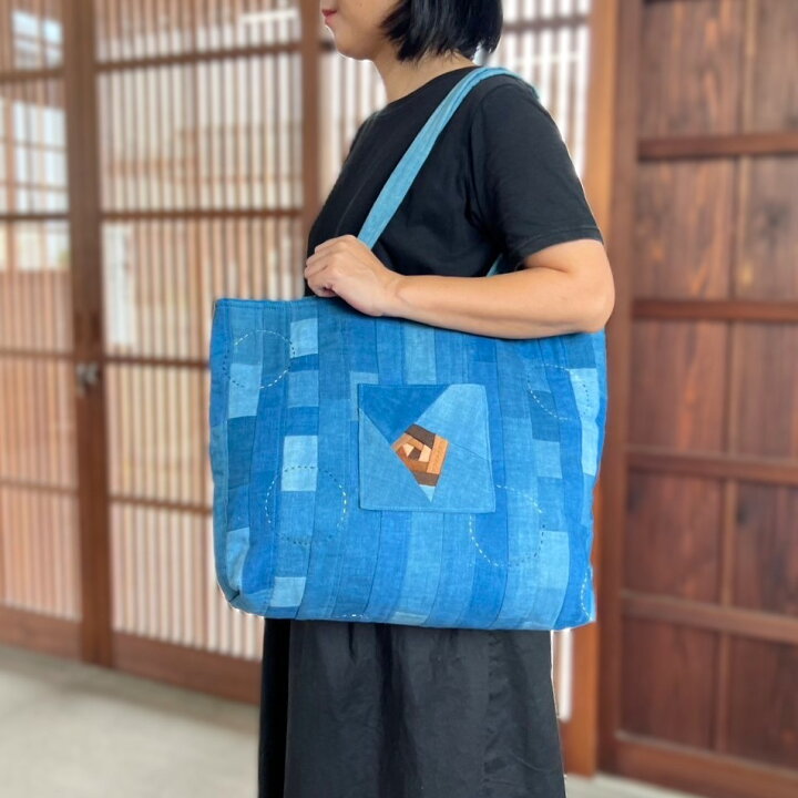 楽天市場】【藍染めトートバッグ】作家一点物藍染め酒袋パッチワーク  