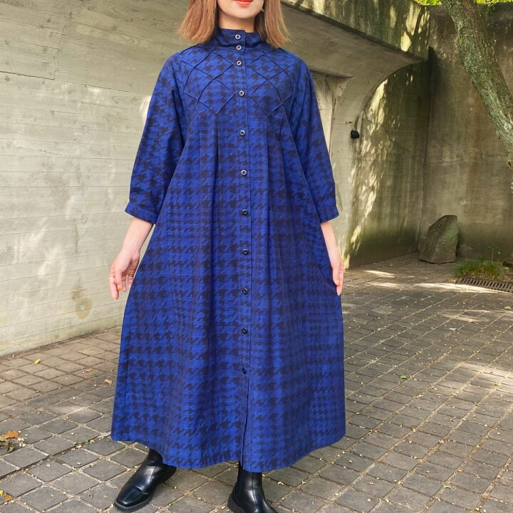 楽天市場】儀右ヱ門【久留米絣前開きワンピース】ロングエレガント 