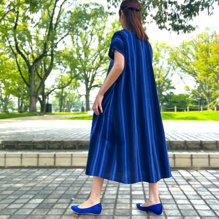 楽天市場】儀右ヱ門【久留米絣ワンピース】ロングエレガントふんわり 