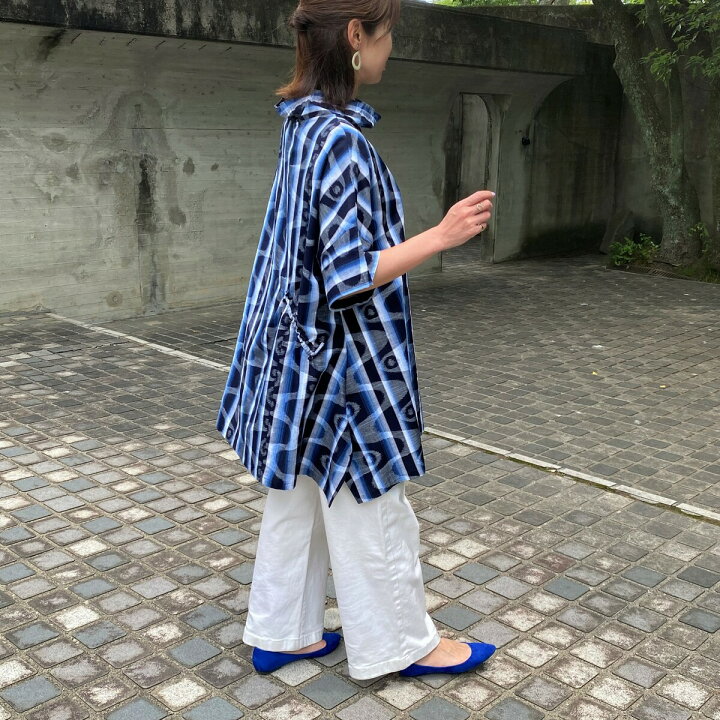 楽天市場】儀右ヱ門【久留米絣ちぢみチュニック】春夏秋冬ブラウスプル 