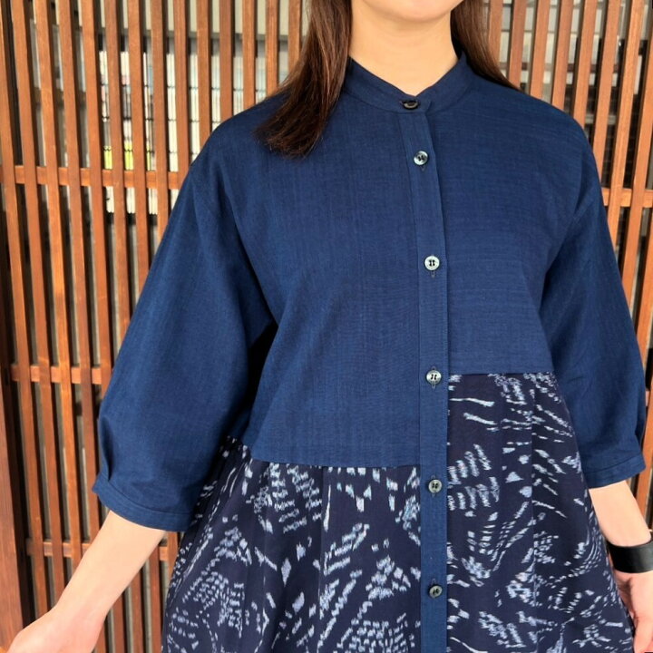 楽天市場】儀右エ門【久留米絣ロングブラウス】チュニックミセス50代 